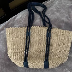 J Crew straw market tote with rope handles NWT